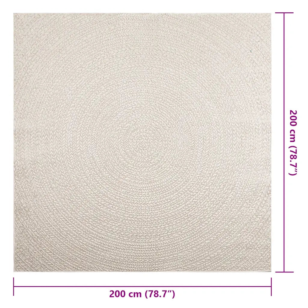 vidaXL Tappeto ZIZUR Crema 200x200 cm Aspetto Iuta Interni ed Esterni