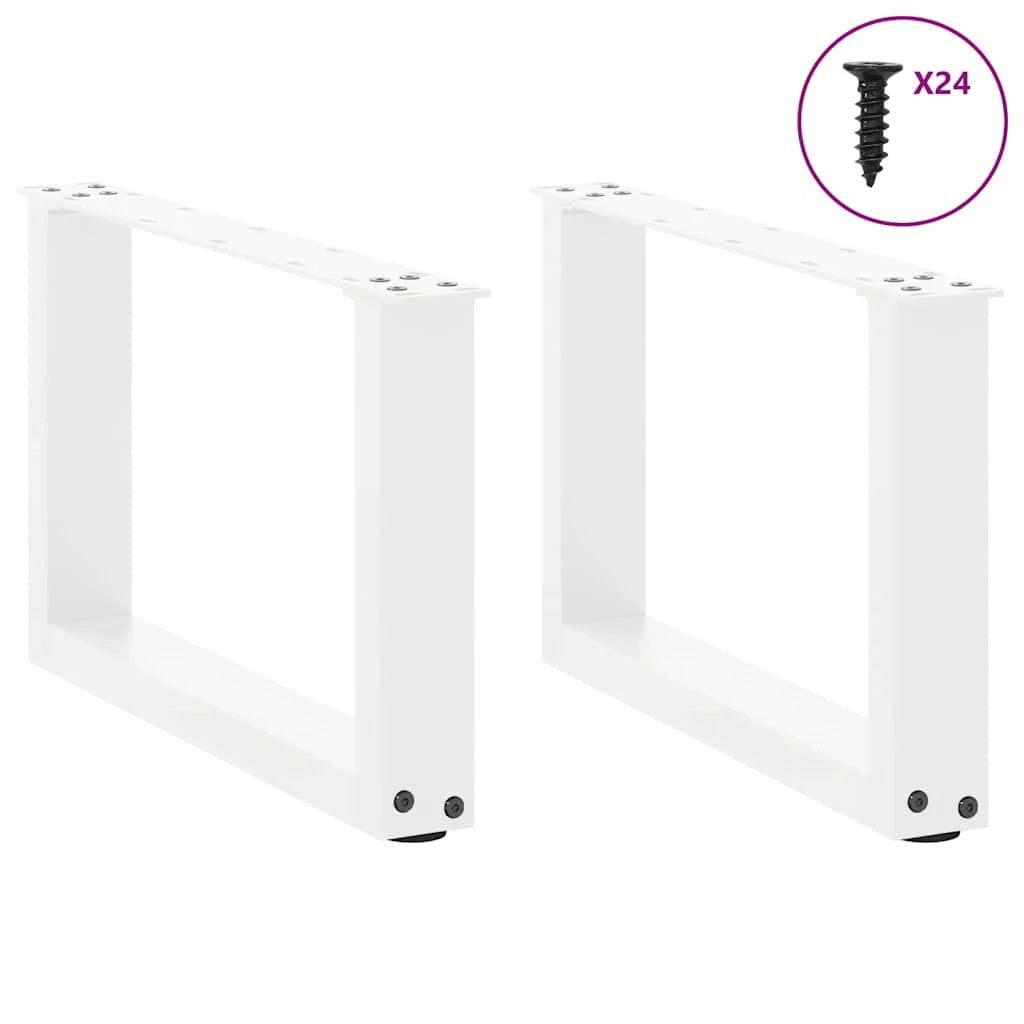 Set di 2 gambe per tavolino a forma di U 50 x 30 cm struttura robusta con moderni piedini livellatori in acciaio bianco 02_0057377
