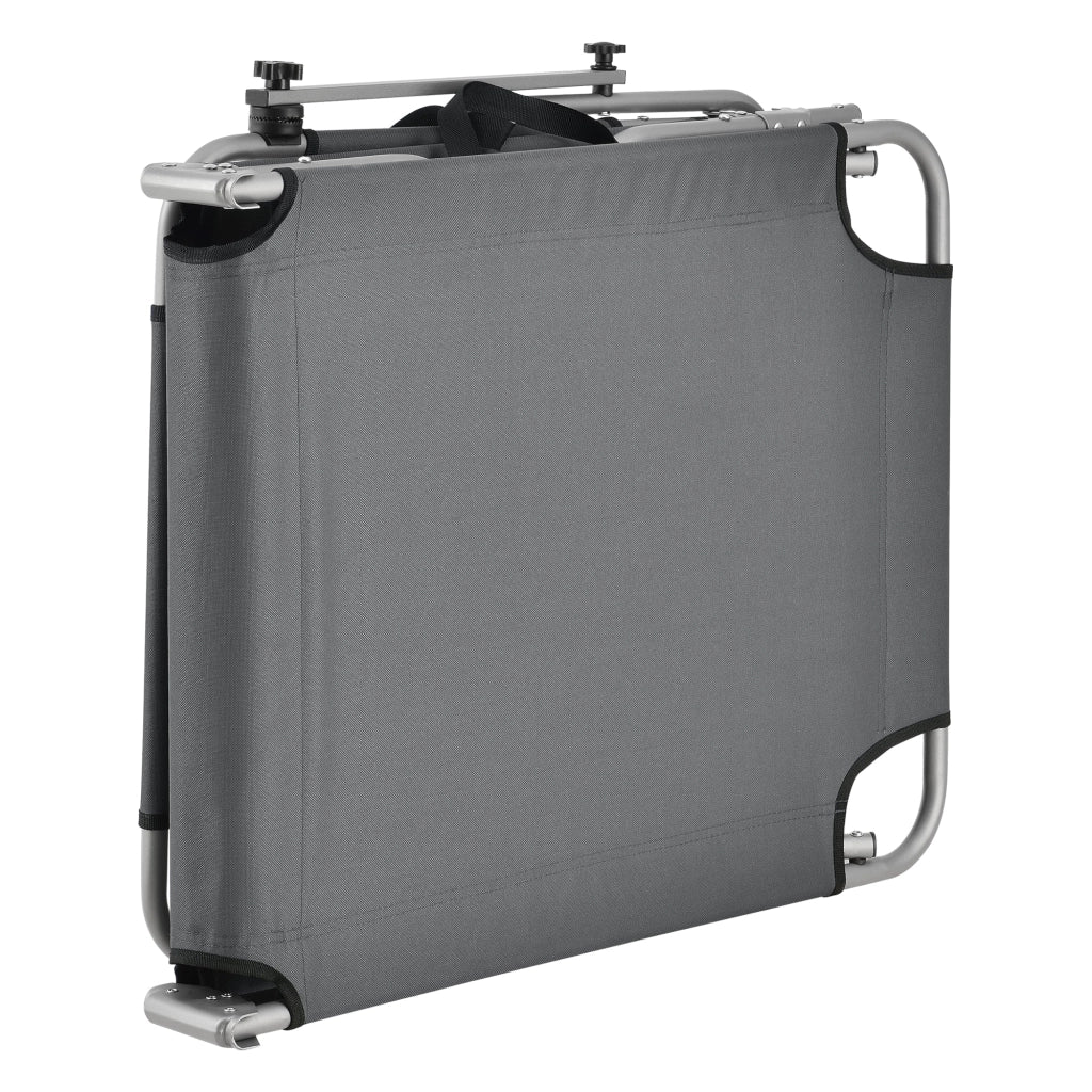 Lettino prendisole con parasole inclinabile acciaio poliestere argento opaco grigio scuro 03_0006408