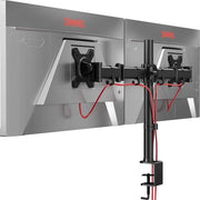 Beugolo per Doppio Monitor in Acciaio Inox Regolabile Altezza, Adatto a Schermi LED LCD da 13 a 27 Pollici, VESA 75x100, Rotazione -90°/+35°, Giro 180°, Rotazione 360°