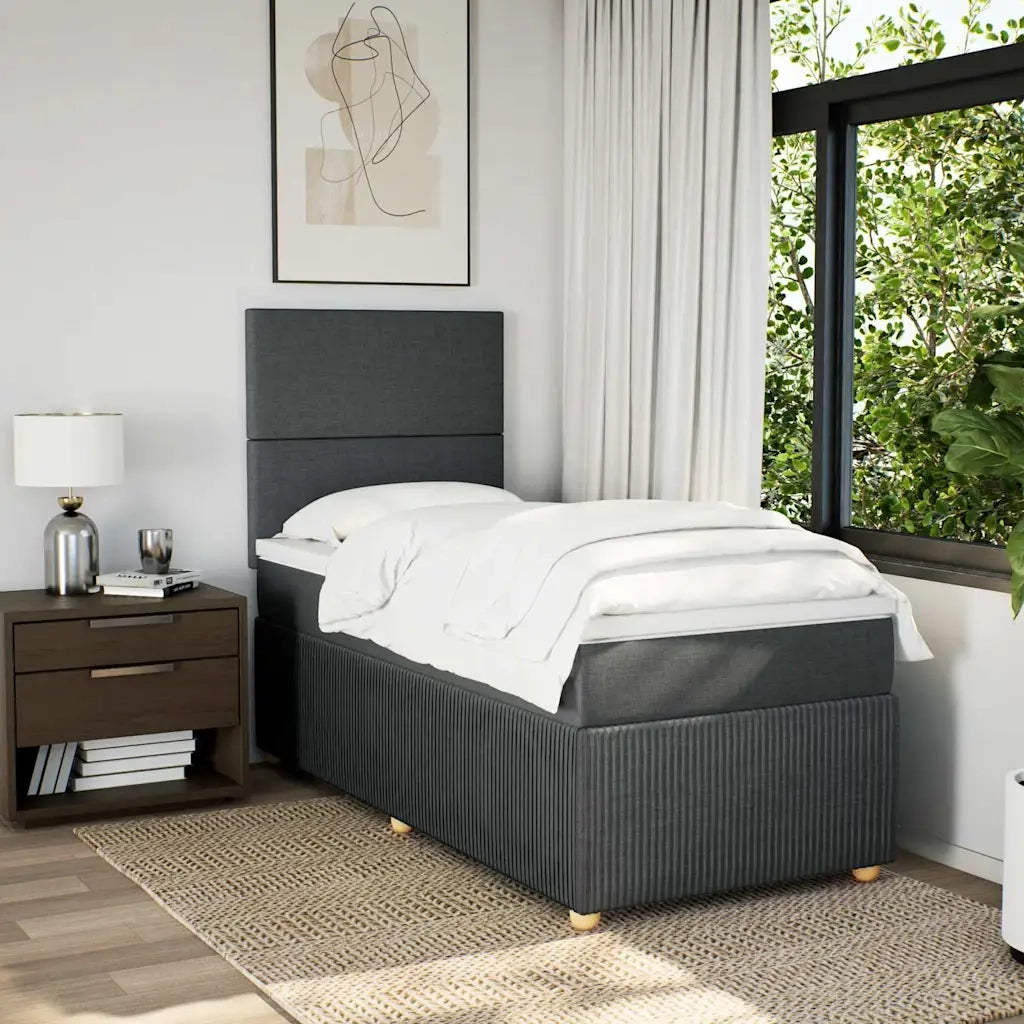 Giroletto a Molle con Materasso Grigio Scuro 90x190 cm Tessuto