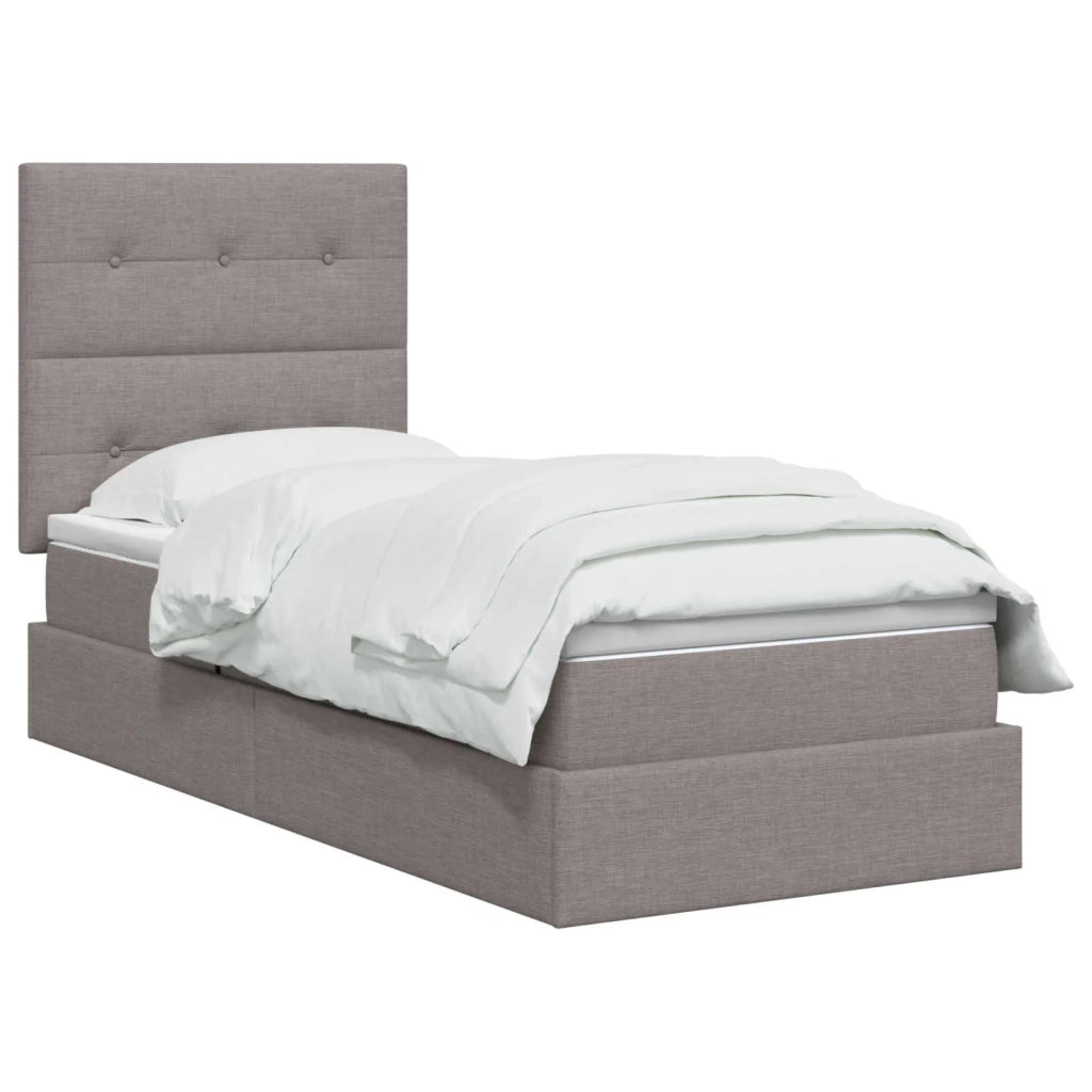 Letto con contenitore e materasso Tortora 100 x 200 cm Tessuto 3459486