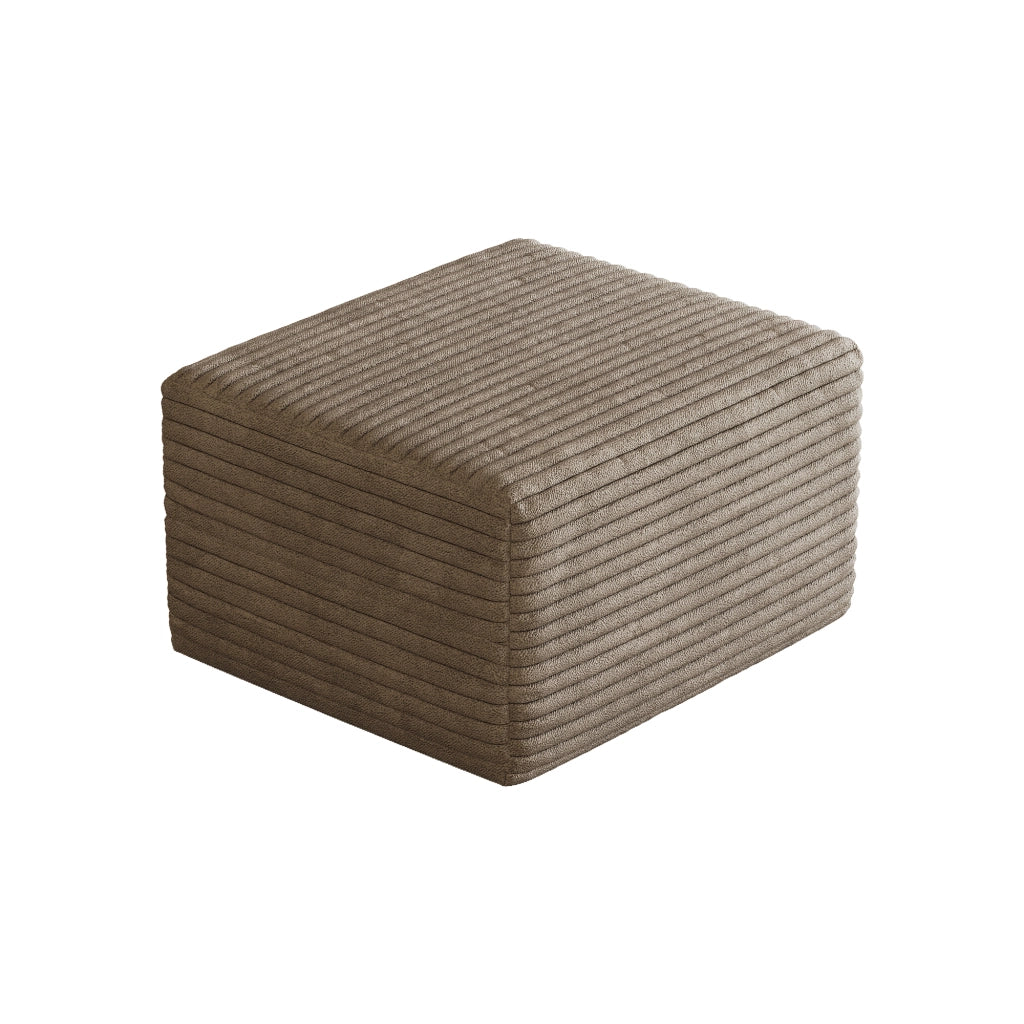 Poltrona Pouf con Schiuma ad Alta Resilienza, in Tessuto, Camel