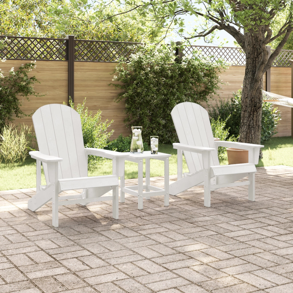 Set Lounge da Giardino 3 Pezzi Bianco HDPE