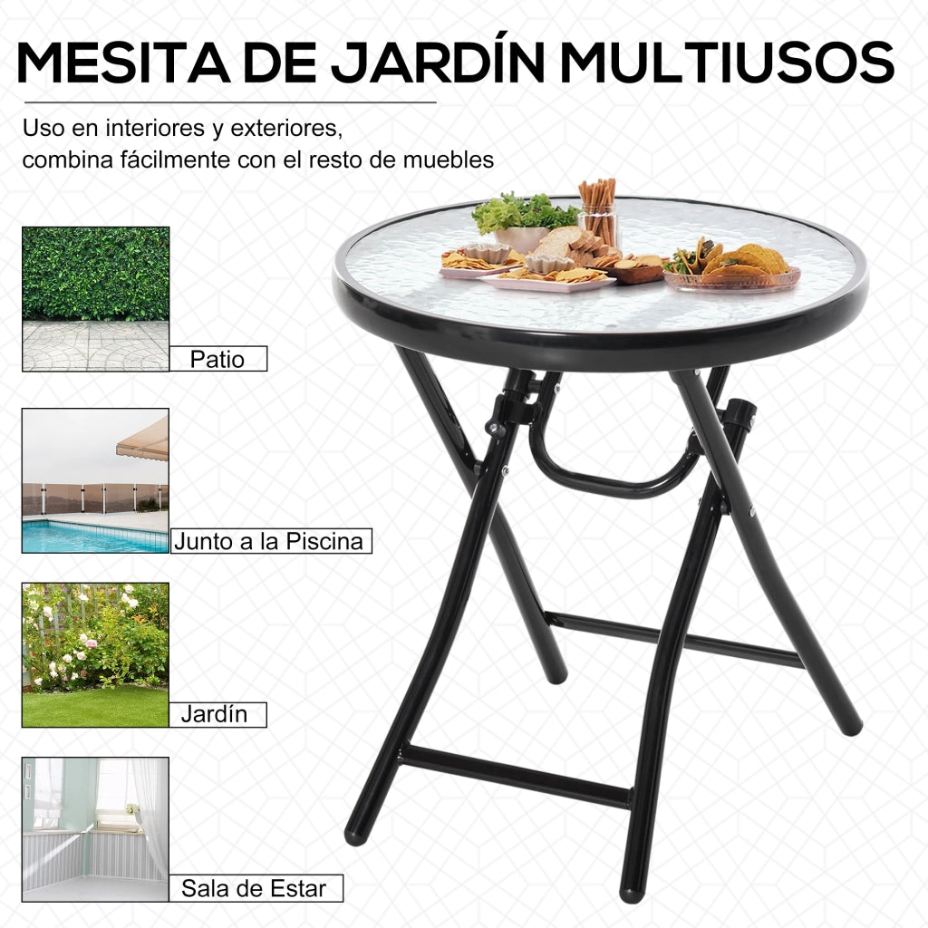 Tavolo rotondo pieghevole in vetro ¨C zephmum ¨C nero ?45x50 cm