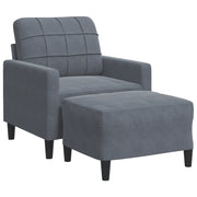 Poltrona | Sedia Relax con Poggiapiedi Grigio Scuro 60 cm in Velluto