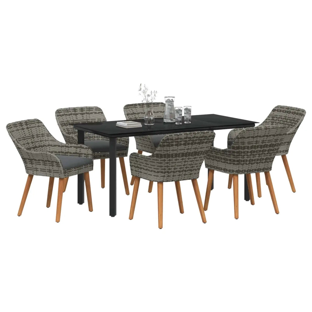Set da Pranzo per Giardino con cuscino 7 pcs Grigio polyrattan 3261688