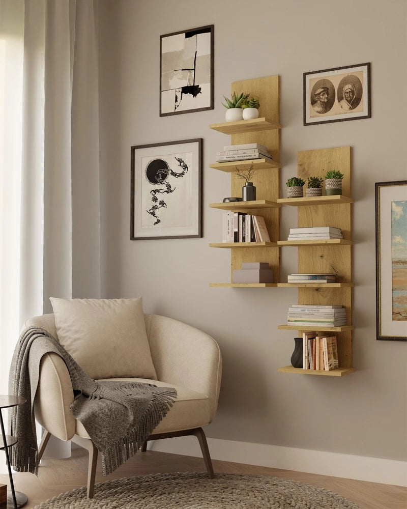 Scaffale sospeso R5P 5 ripiani per libri per ufficio soggiorno camera dziecka rovere artisan