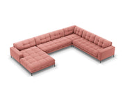Cosmopolitan Design - Divano panoramico destro "Bali" 7 posti in velluto rosa 
