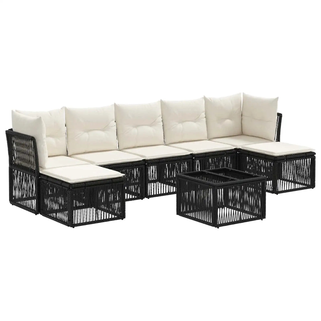 Set Divano da Giardino 8 pcs Nero polyrattan