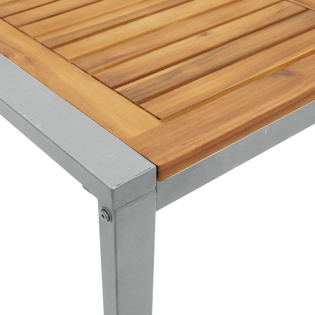 Set da Pranzo da Giardino in Legno Massello di Acacia e Metallo