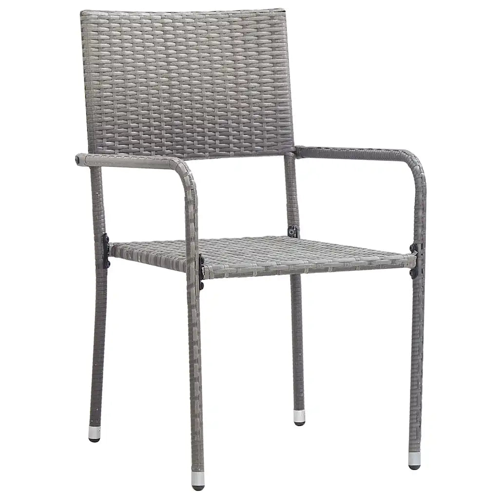 Set da Pranzo per Giardino con cuscino 3 pcs Grigio polyrattan