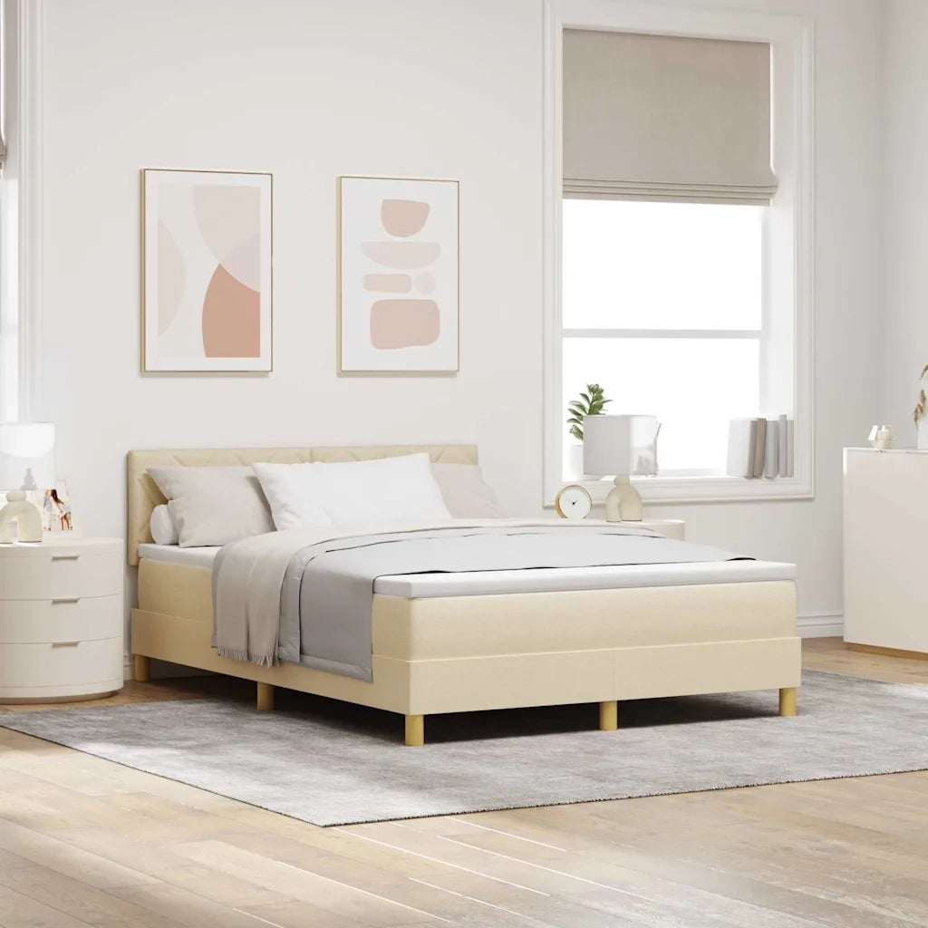 Letto a molle con cuscino Crema 160 x 200 cm Tessuto 3339012