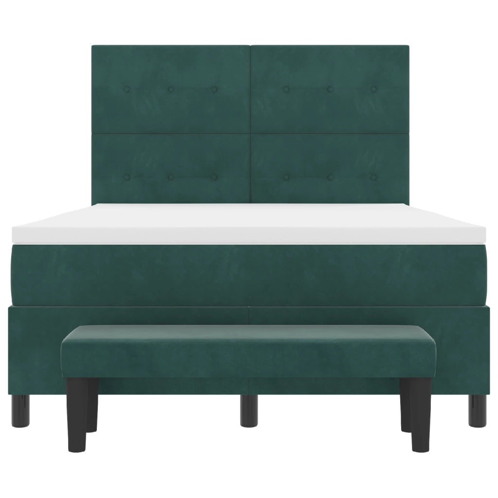Letto a Molle con Materasso & Panca Verde Scuro 160x200 cm Velluto