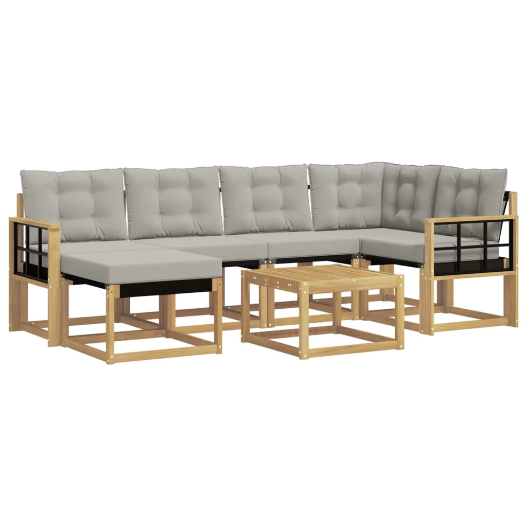 Set di divani da esterno 7 pcs Bianco e Grigio Chiaro