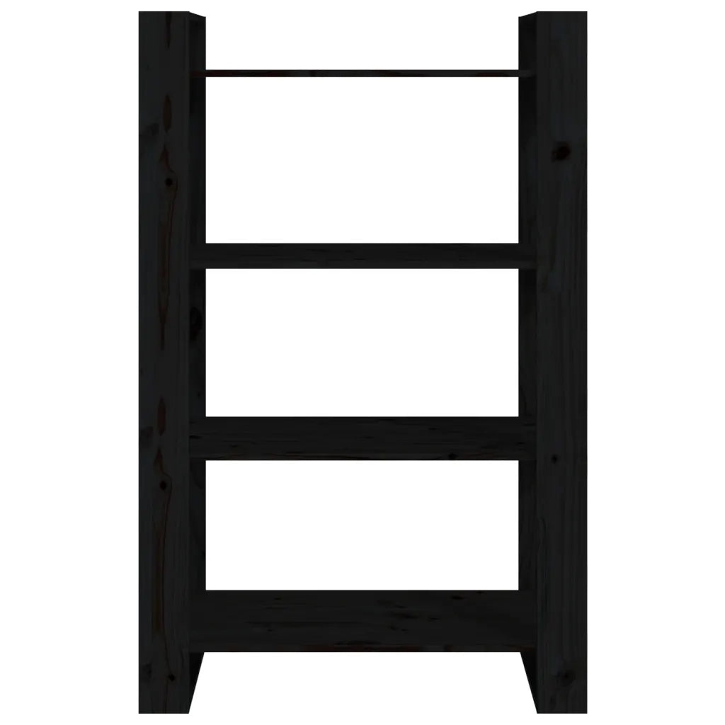 Libreria/Divisorio Nero 80x35x125 cm in Legno Massello di Pino