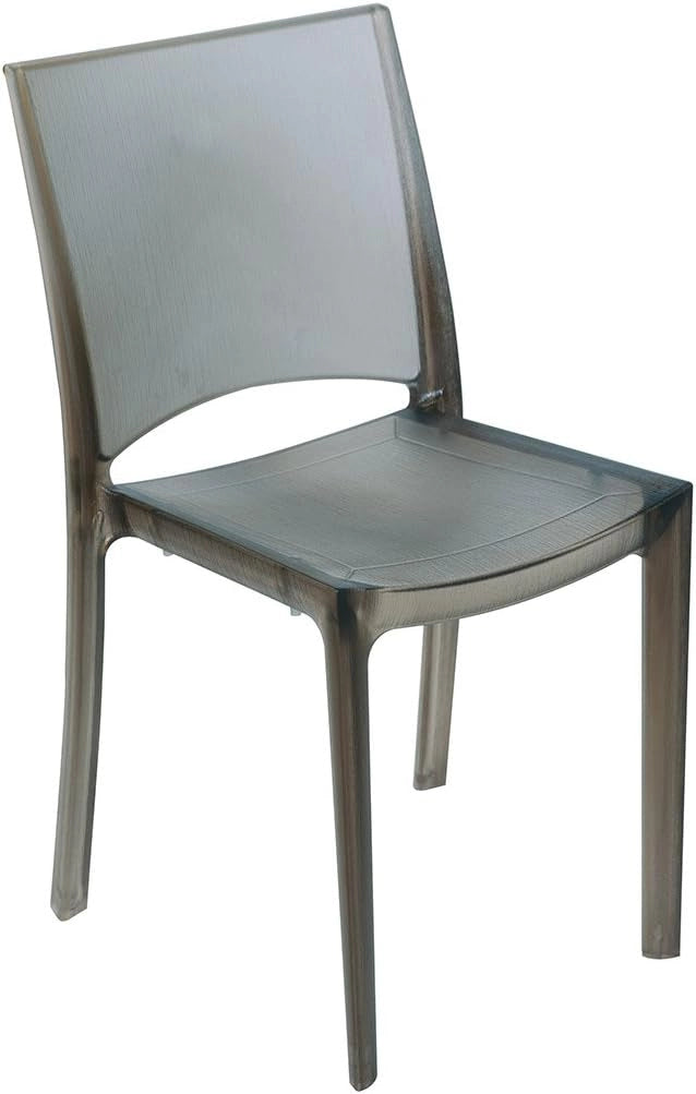 GRAND SOLEIL Upon Little Rock - Sedia impilabile in policarbonato trasparente, 50 x 48 x 81,5 cm, colore: grigio fumo chiaro