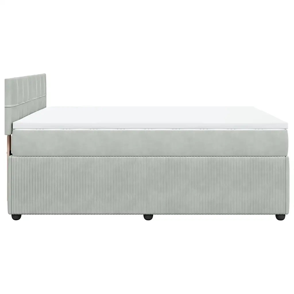 Giroletto a Molle con Materasso Grigio Chiaro 140x190cm Velluto