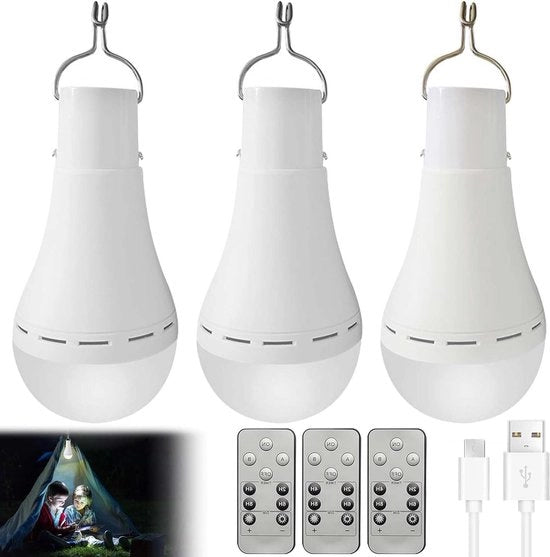 Lanterna LED con batteria e telecomando - Ricaricabile via USB - Con gancio - Sospiro con 3 modalità di illuminazione - Per uso interno ed esterno .