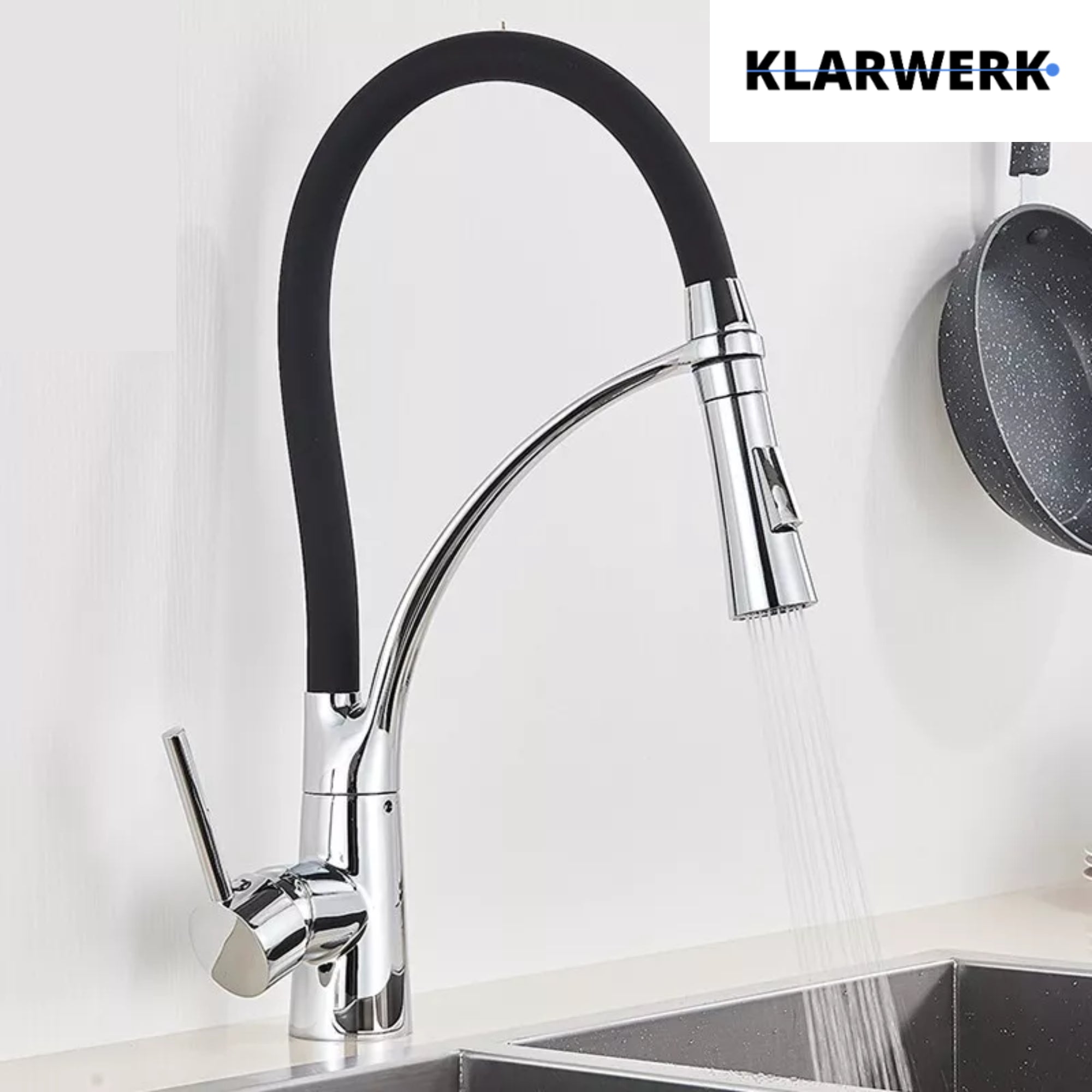 JANA | Rubinetto Gastronomia cromata girevole | da cucina in acciaio inossidabile | miscelatore ruotabile a 360° | bassa pressione 3 attacchi argento