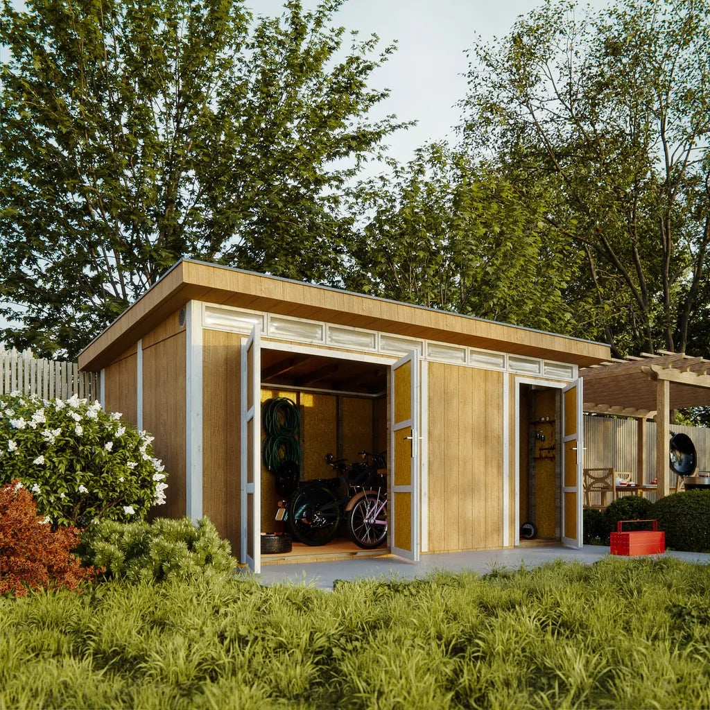 Casetta da Giardino di QUALIT? PREMIUM 8.52+2.95m?²-L530xW279cm - TIMBELA M905C-TUNDRA GREY