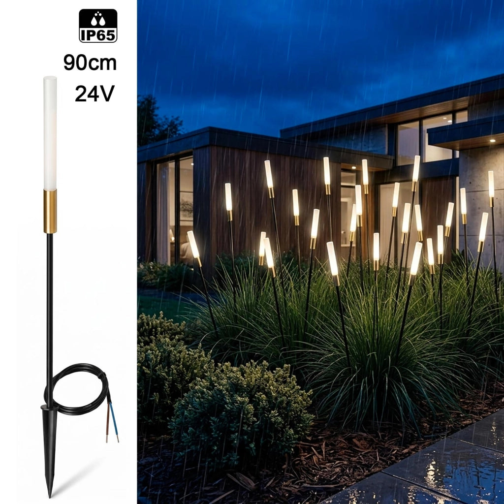 Lampione con Picchetto LED 0.5W Basso Consumo 24V Lampioncino Stelo di Luce Naturale 4000K Giardino Terreno Cespugli altezza 90cm