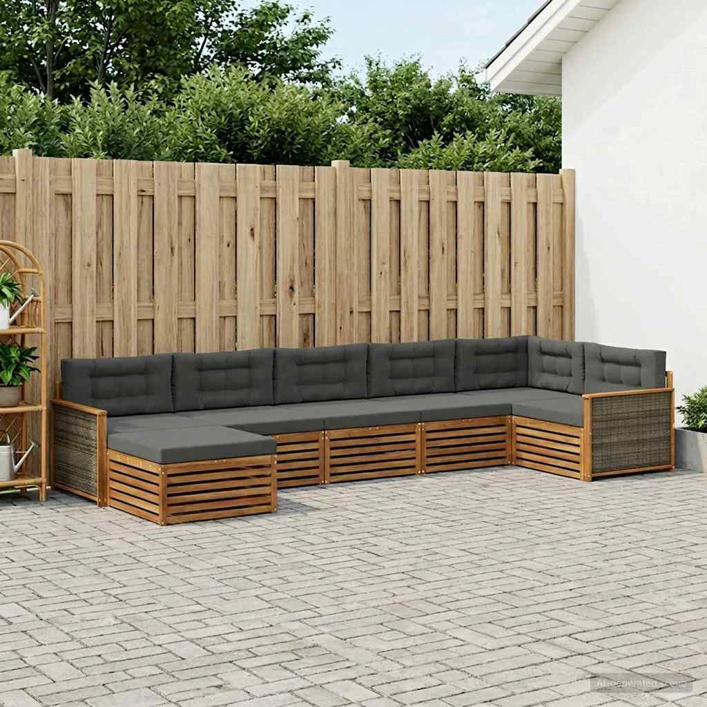 Set di divani da esterno 7 pz Naturale e Antracite 3383620