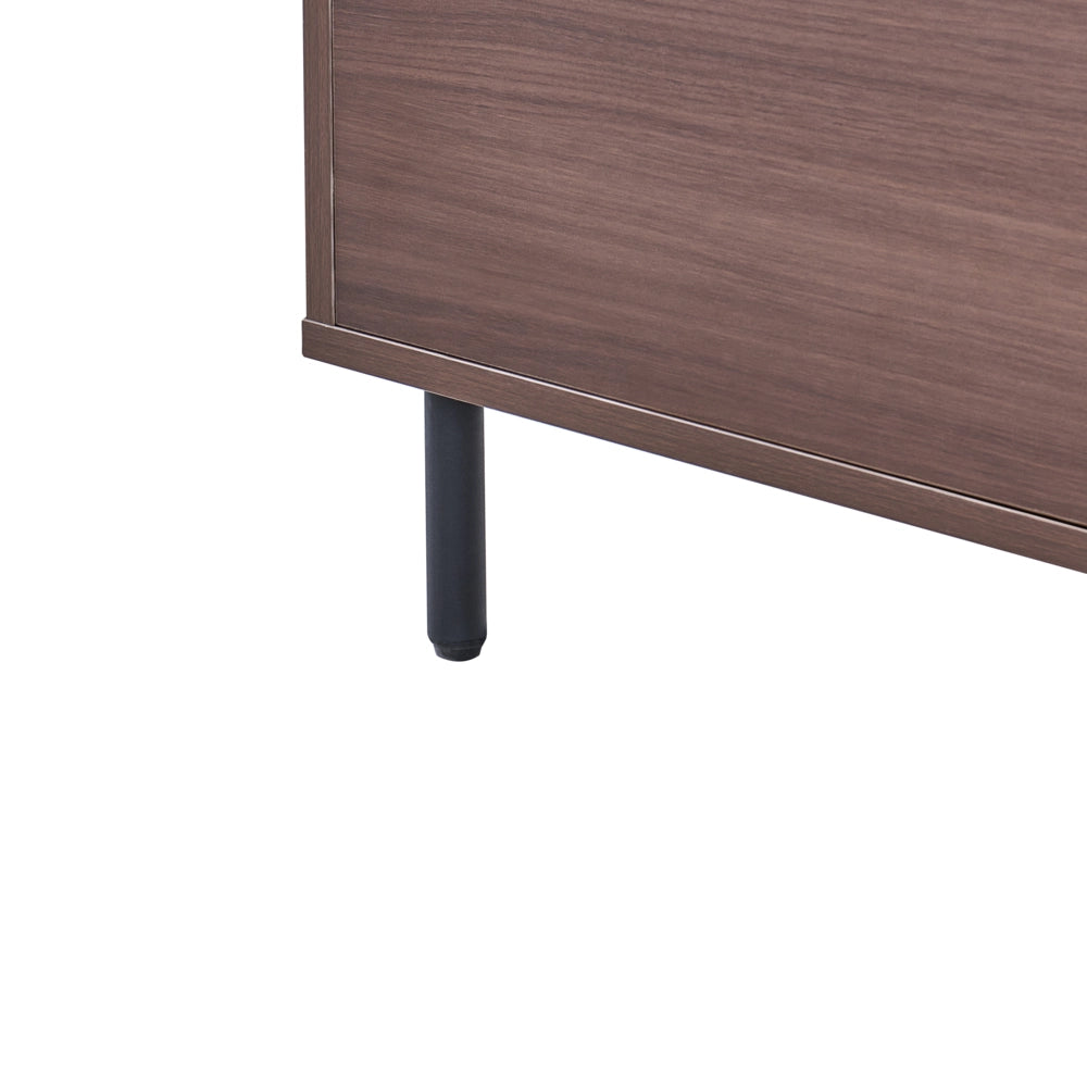 Credenza a 3 ante in truciolato marrone scuro con gambe in metallo nero mobile indipendente con ripiani mobile contenitore per la casa