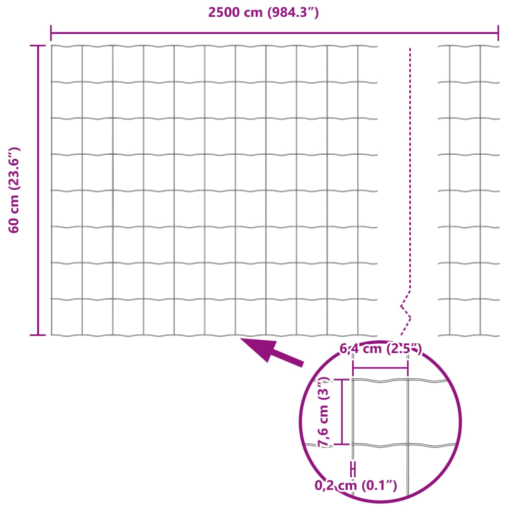 Recinzione Euro 0.6x25 m Acciaio Zincato