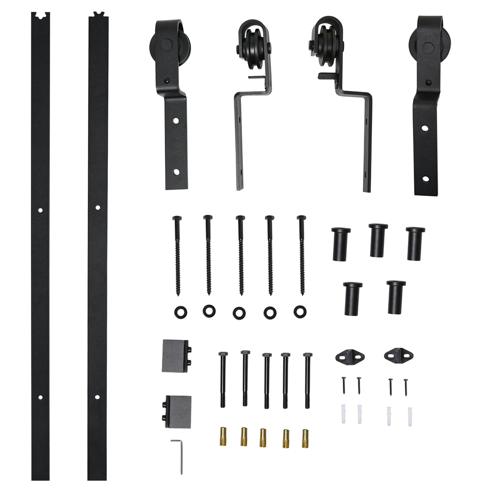 Binario per Porte Scorrevoli 200x0,6x4 cm con Kit di Accessori Nero