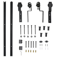 Binario per Porte Scorrevoli 200x0,6x4 cm con Kit di Accessori Nero