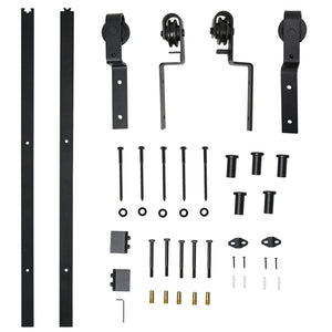 Binario per Porte Scorrevoli 200x0,6x4 cm con Kit di Accessori Nero