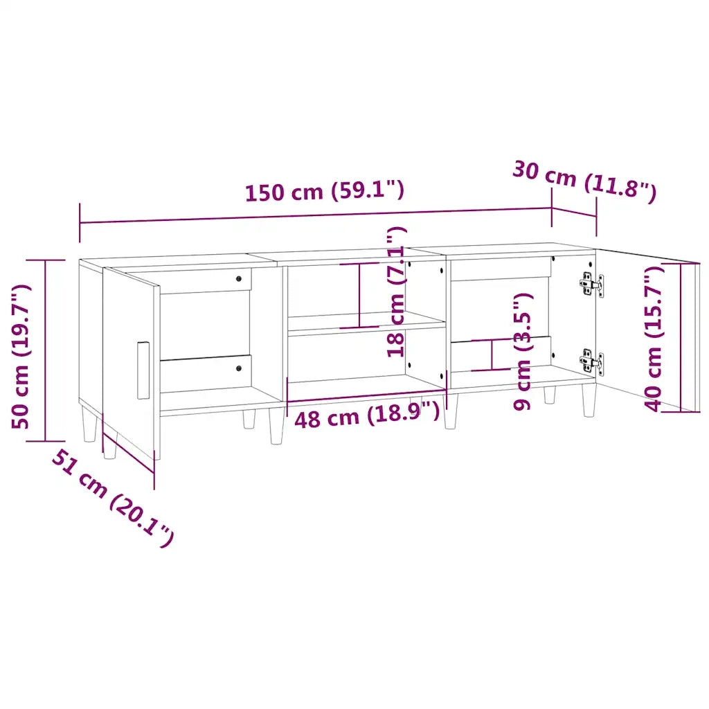 Mobile TV | Armadietto TV | Mobile Porta TV Rovere Fumo 150x30x50 cm in Legno Multistrato