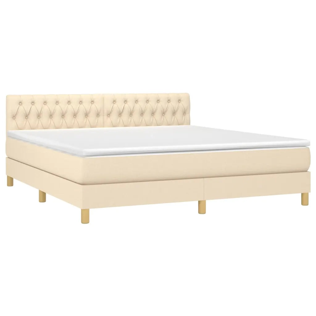 Letto a Molle con Materasso e LED Crema 180x200 cm in Tessuto 3133978