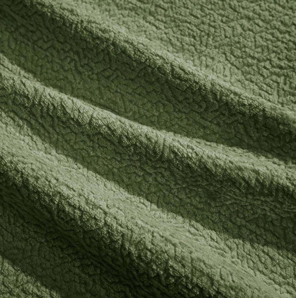 Divano 3 posti 260x86x90 cm in ciniglia verde con cuscini spessi -
