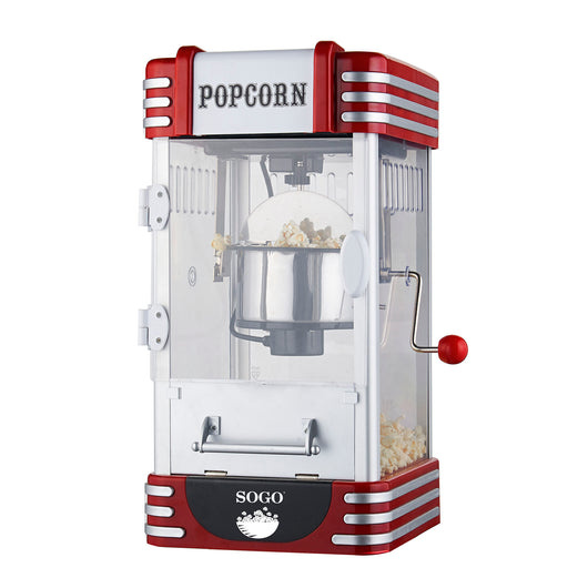 SOGO Macchina per Popcorn Retrò – 8 Tazze, Contenitore in Acciaio Inox, Con Luce Interna