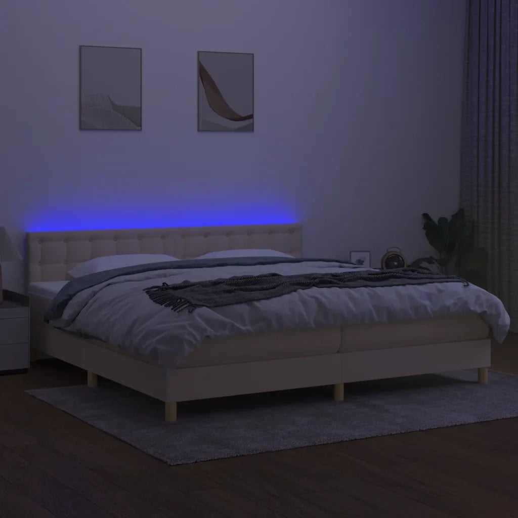 Letto a Molle Materasso e LED bianco 200x200cm in Tessuto 3134066