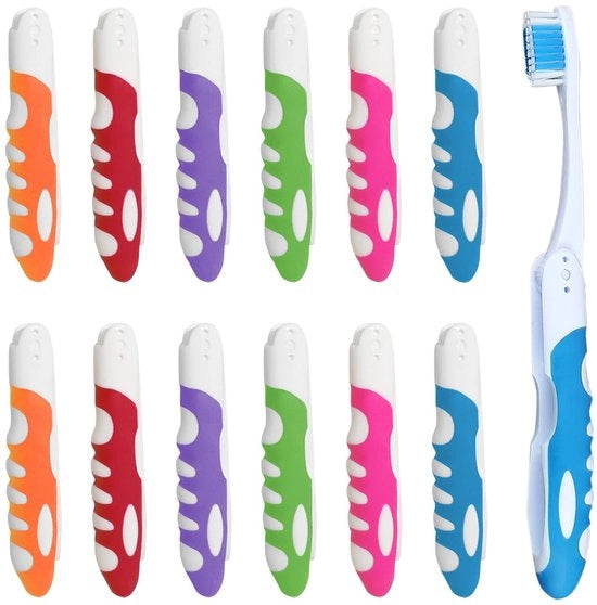 Set di spazzolini da denti resistenti 12 pezzi - Inclinabile - Portatile - Riciclabile - Per viaggio - Leggero e facile da trasportare - Spazzolini da denti