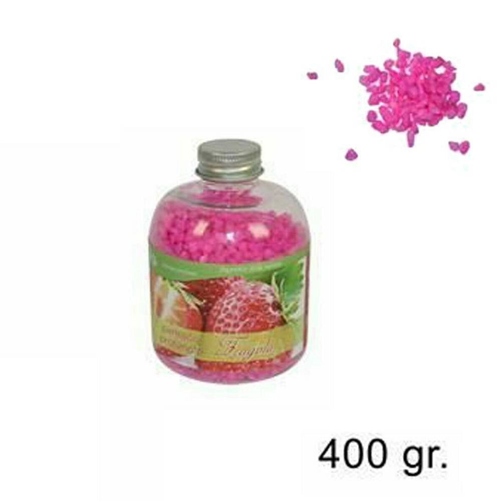 Trade Shop - Set 2 Pezzi Pietrisco Profumato Bottiglia 400gr Fragranza Fragola Decoro Pietra -