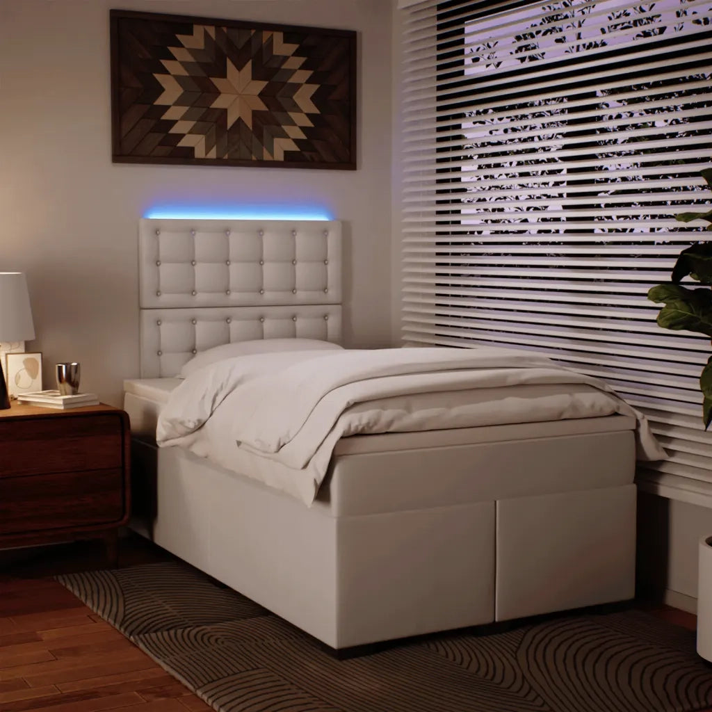 Giroletto a Molle con Materasso Bianco 120x190 cm in Similpelle 3293013