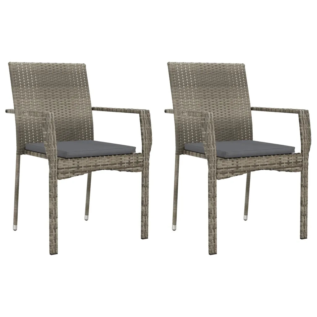Set da Pranzo da Giardino 3 pz con Cuscini in Polyrattan Grigio 3184993