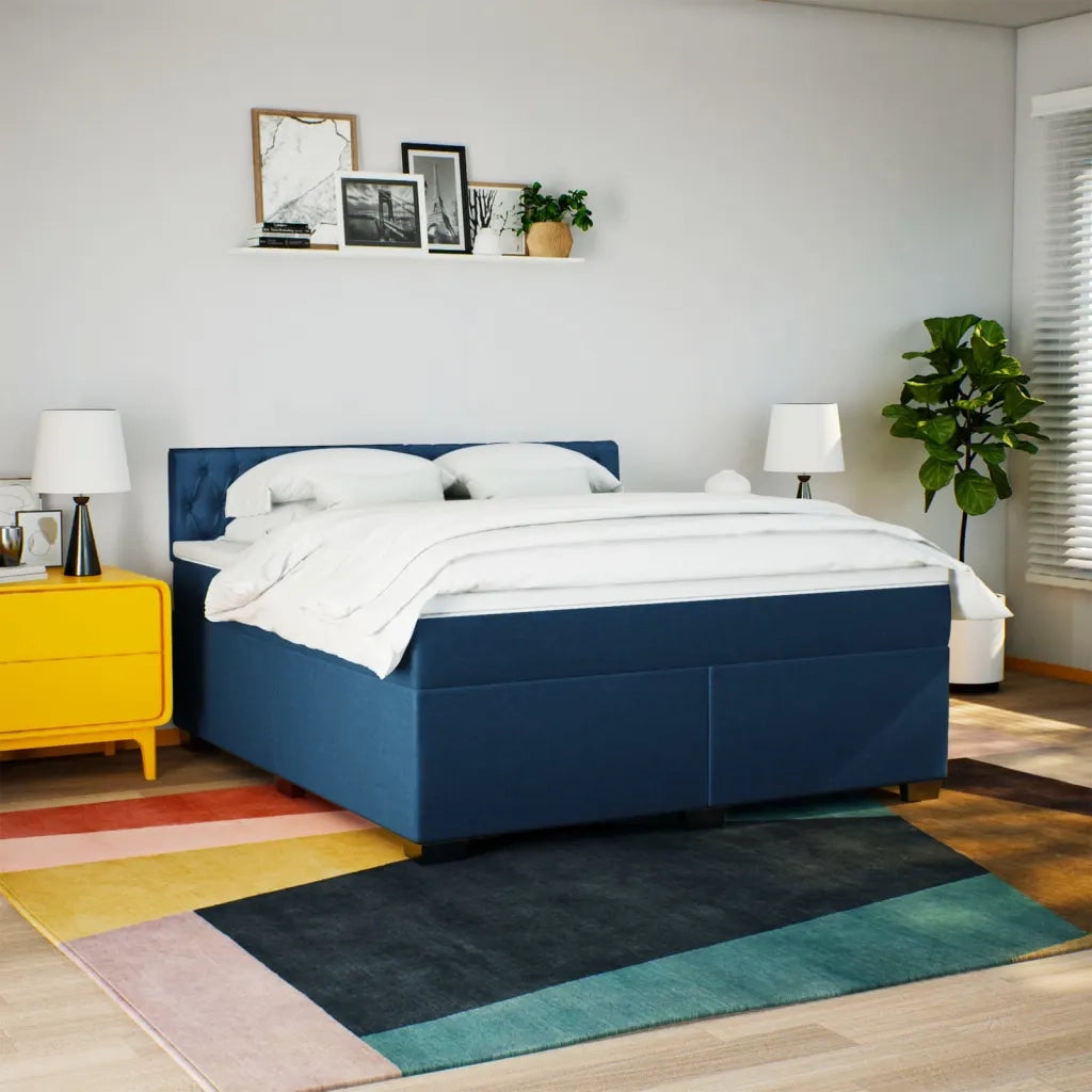 Giroletto a Molle con Materasso Blu 180x200 cm in Tessuto 3285980