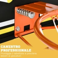 sportnow Canestro Basket per Bambini e Adulti da Indoor e Outdoor in Acciaio e PE, 110x90x70 cm, Nero e Giallo