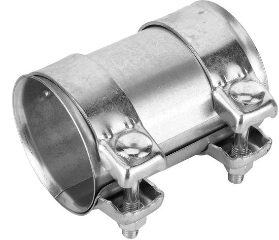 Connettore per scarico 76mm - Connettore universale - Acciaio inossidabile - Doppio connettore - Connettore di collegamento - Adatto per auto - Connettore per scarico
