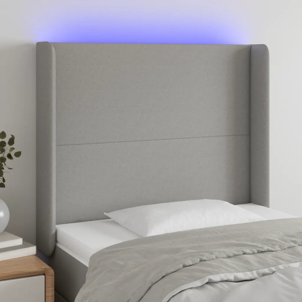 Testiera a LED-Testata con LED Grigio Chiaro 103x16x118/128 cm in Tessuto 965895