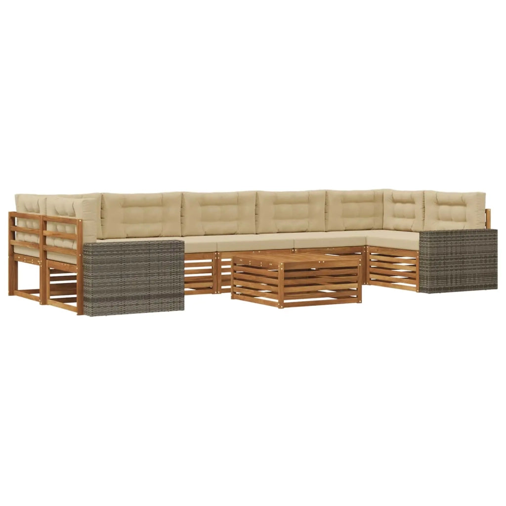 Set di divani da esterno 8 pz Naturale e Beige 3383161