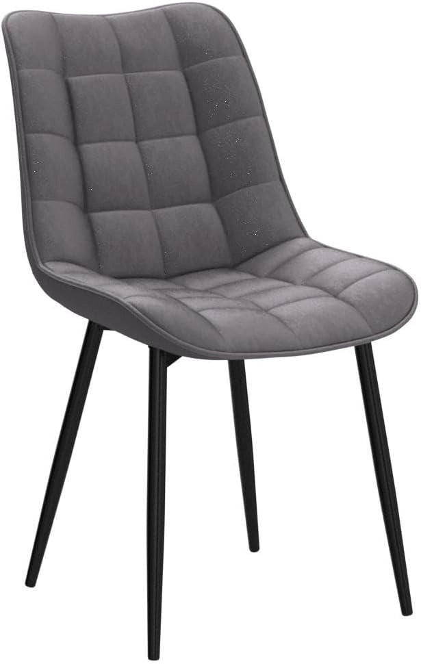BH142dgr-6 Sedie Sala da Pranzo Design Retrò Sgabello Imbottito con Rivestimento in Velluto Grigio Scuro 6 Pezzi