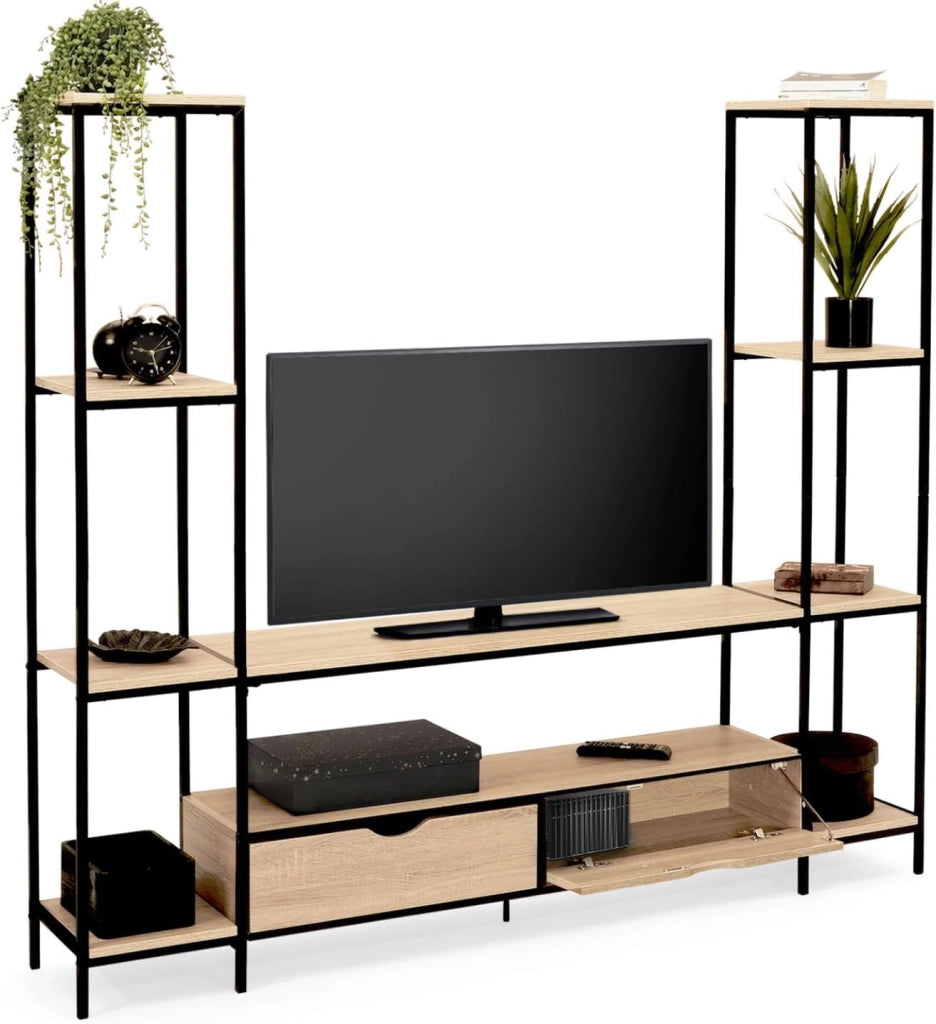 DETROIT Mobile TV da 164 cm con ripiani dal design industriale