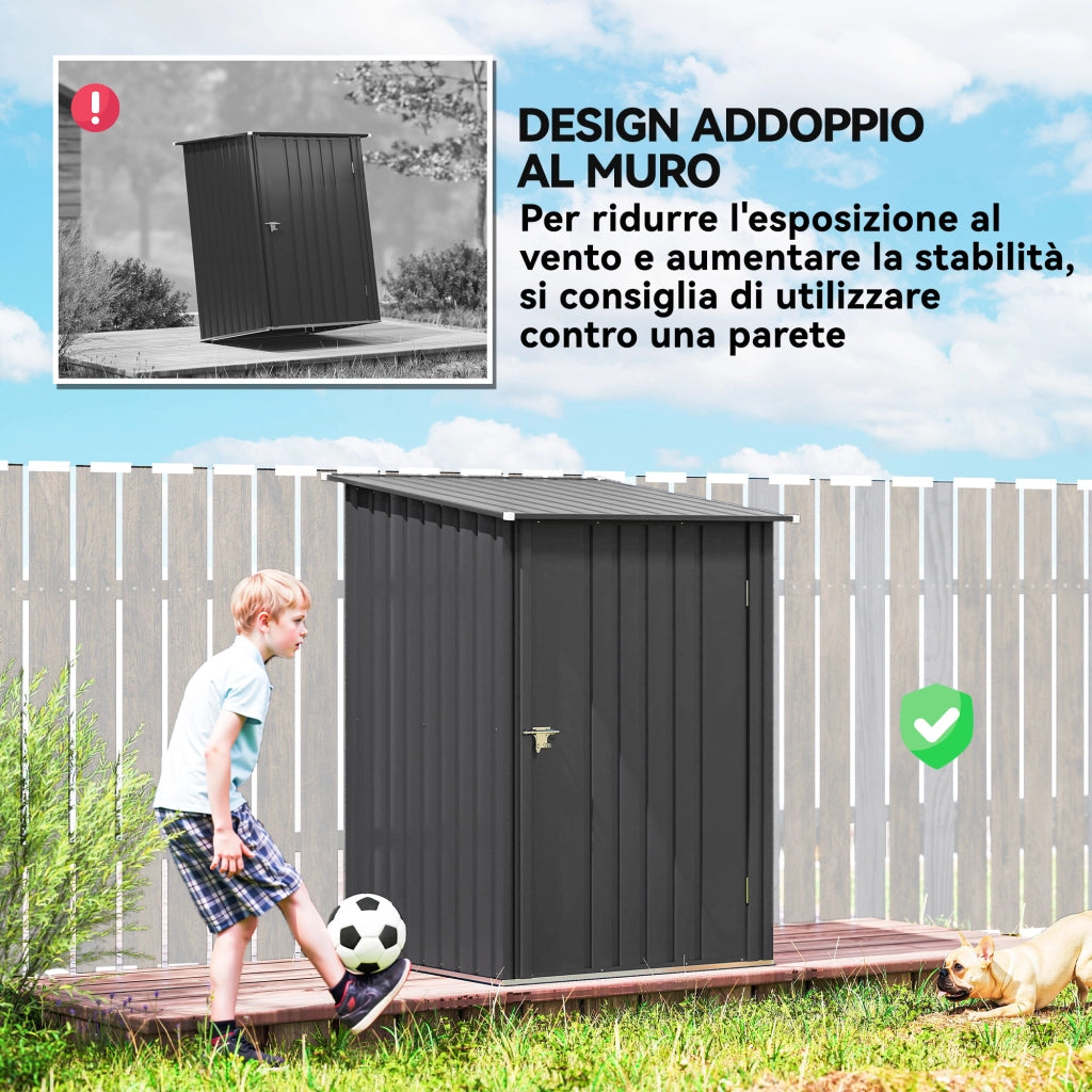 Casetta da Giardino ¨C Zephmum ¨C Grigio 100x104x160 cm