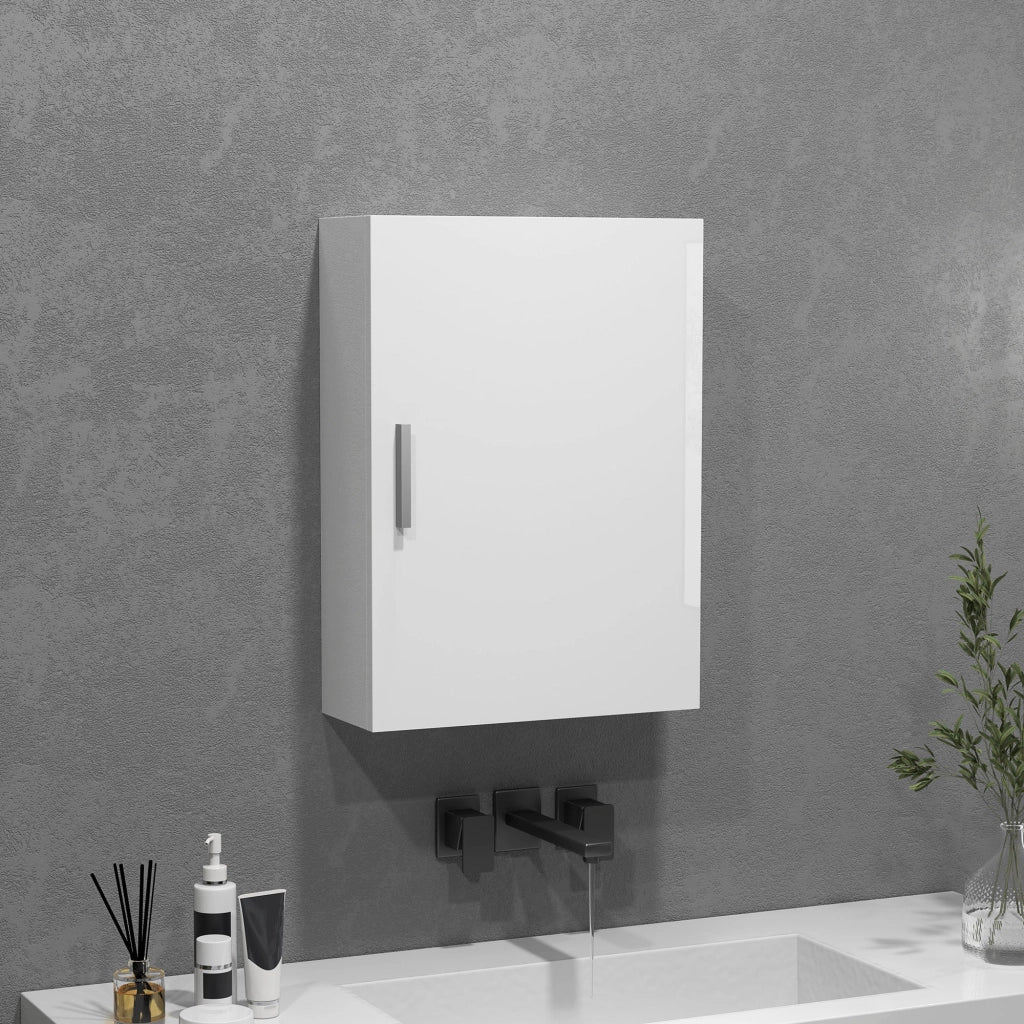 Armadietto Bagno da Parete 40x15x55 cm con 3 Ripiani Regolabili in Vetro in Legno Bianco